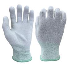 ESD White poliéster fibra de carbono Knit Pu Palm Inspección recubierta de polvo antiestático Guantes de trabajo sin polvo